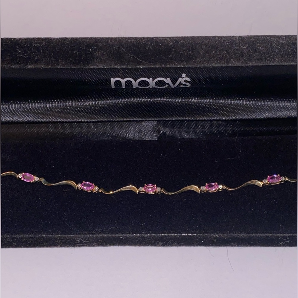 Macys gold, pink topaz bracelet